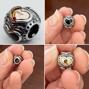 Retired Pandora 2011 Charm Two Toned Hearts